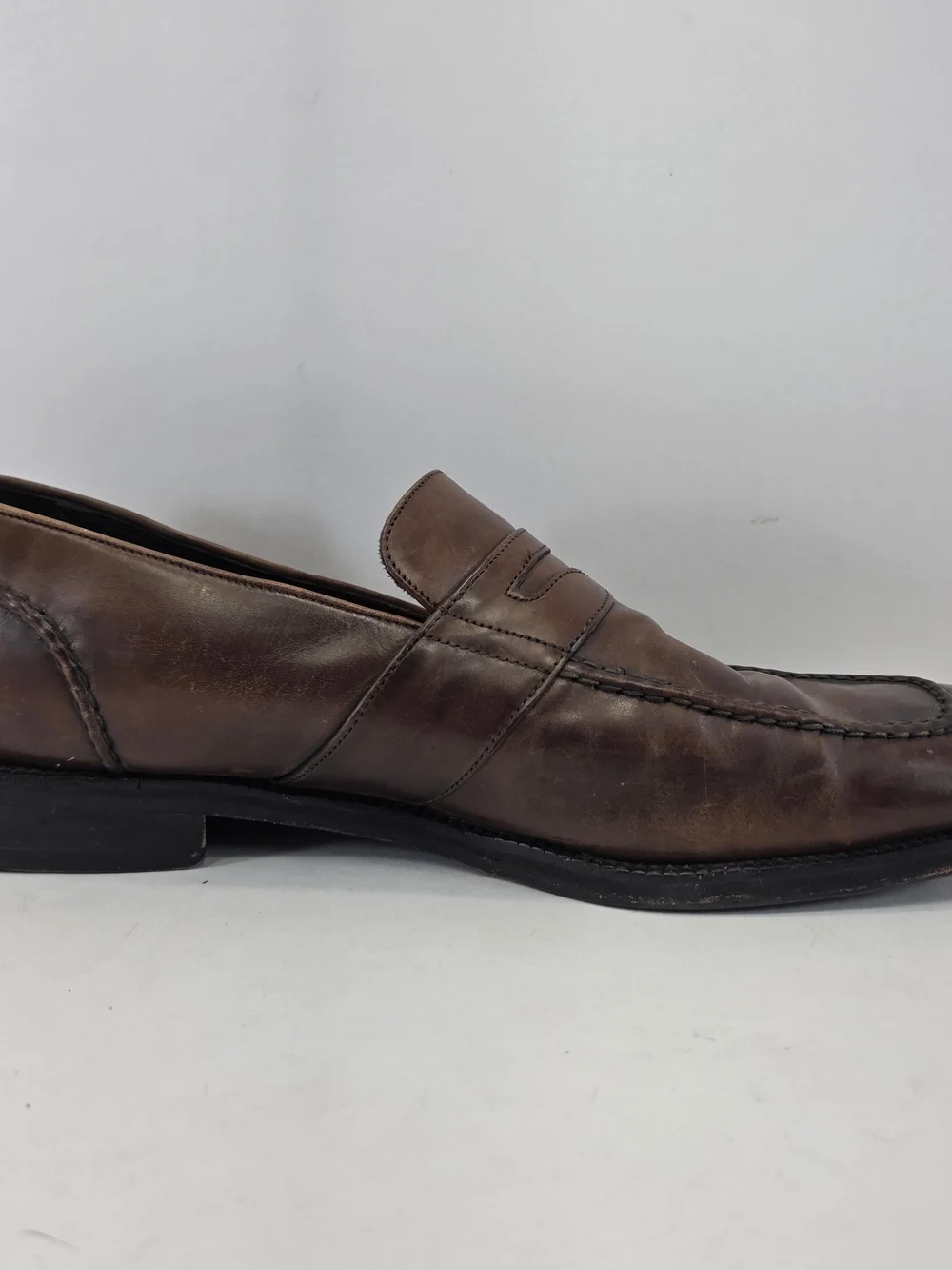 Cole Haan Men’s 12M Brown Leather Penny Loafers Moc Toe Dress Shoes